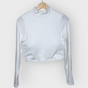Klassy Network Turtleneck Crop Top | Large Long Sleeve Ribbed Padded Sexy